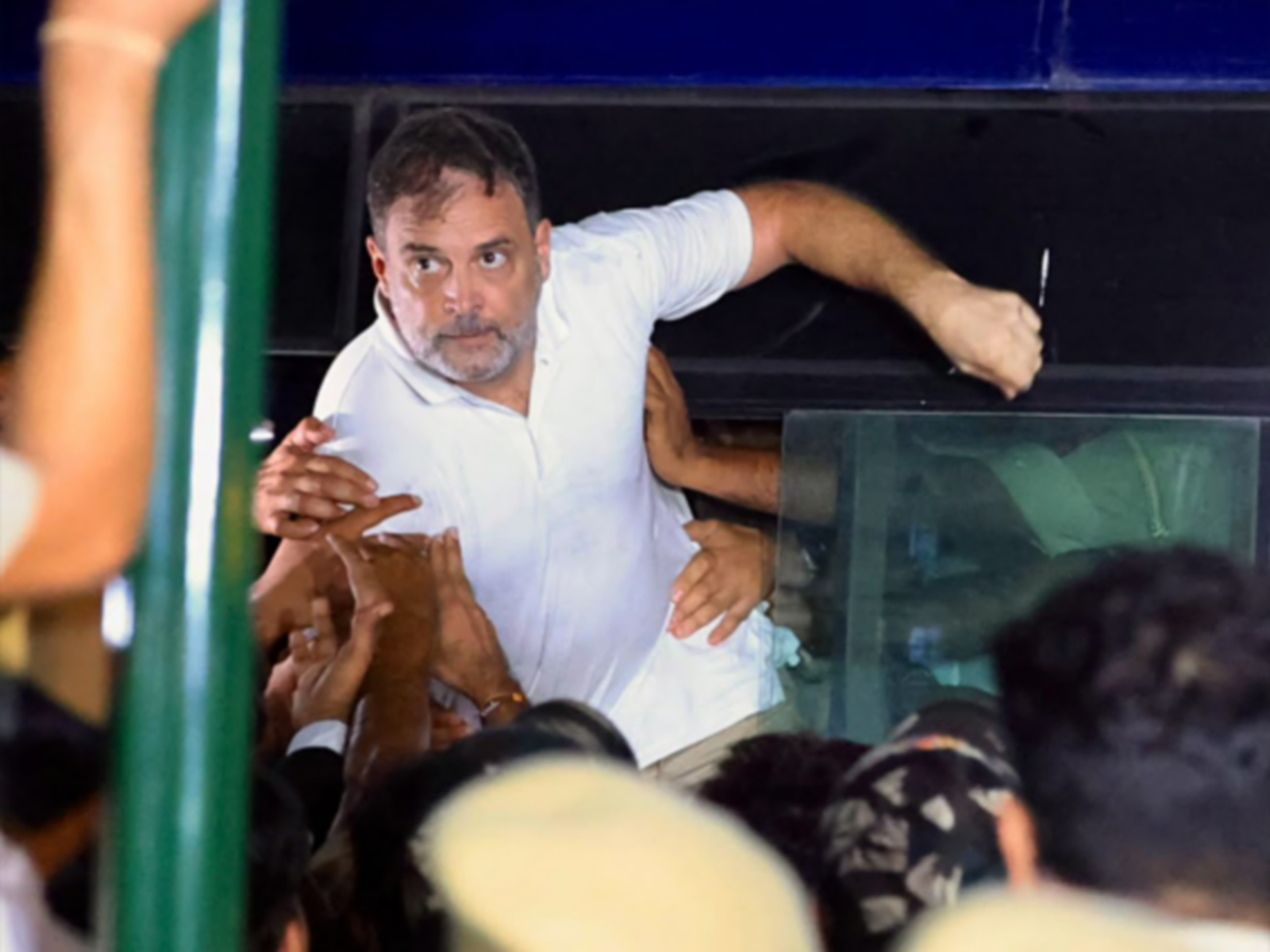 Congress leader Rahul Gandhi being detained by Delhi Police (Photo/ANI)