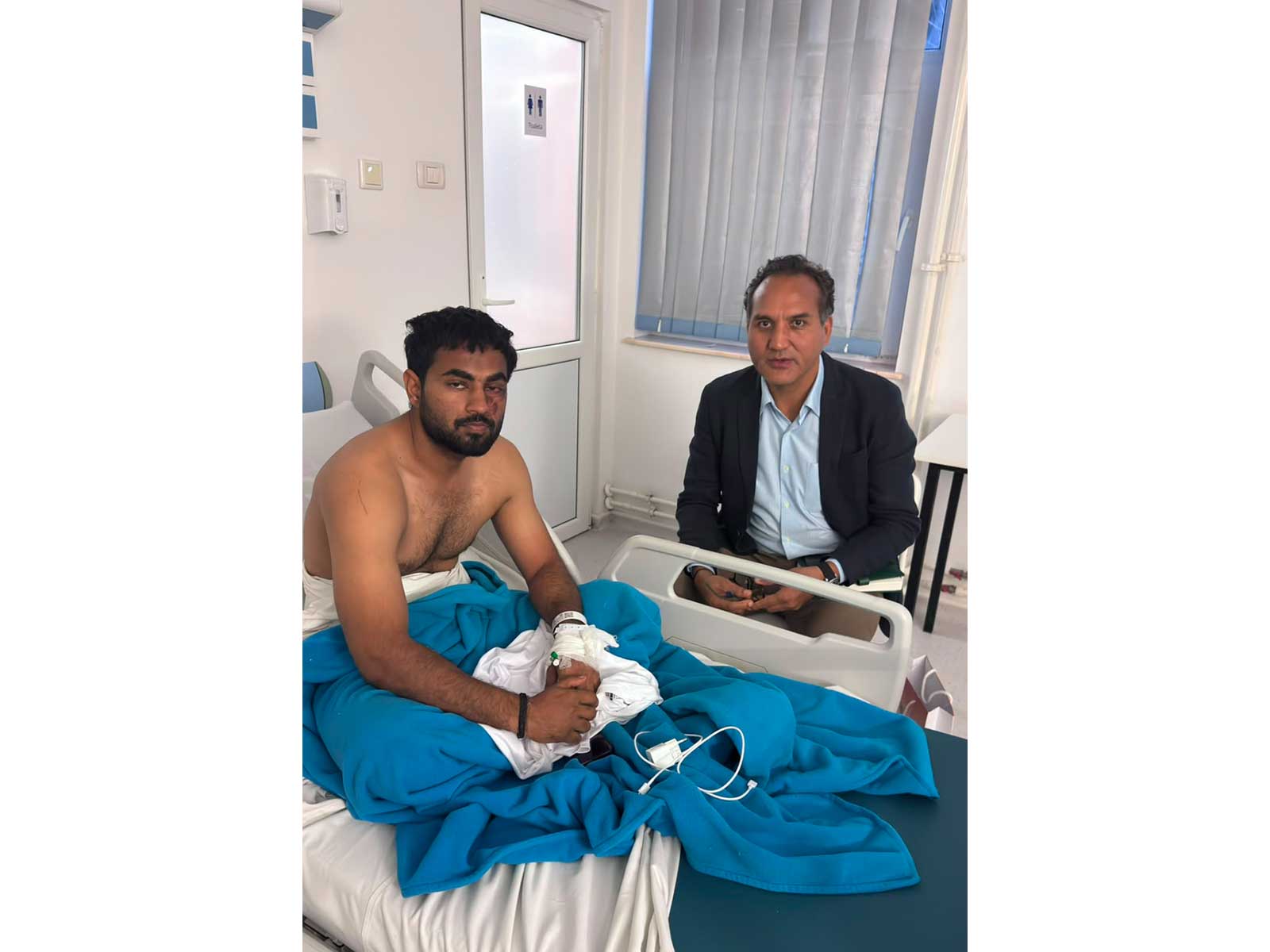 Embassy officials in Romania meet Indians rescued from vessel attacked in Black Sea (Photo/X@eoiromania) Embassy officials in Romania meet Indians rescued from vessel attacked in Black Sea (Photo/X@eoiromania)
