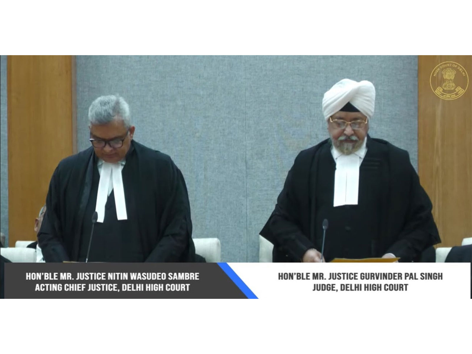 Acting Chief Justice of Delhi HC Nitin Wasudeo Sambre and newly appointed Additional Judge of HC Justice Gurvinder Pal Singh (Photo/Delhi High Court) Acting Chief Justice of Delhi HC Nitin Wasudeo Sambre and newly appointed Additional Judge of HC Justice Gurvinder Pal Singh (Photo/Delhi High Court)