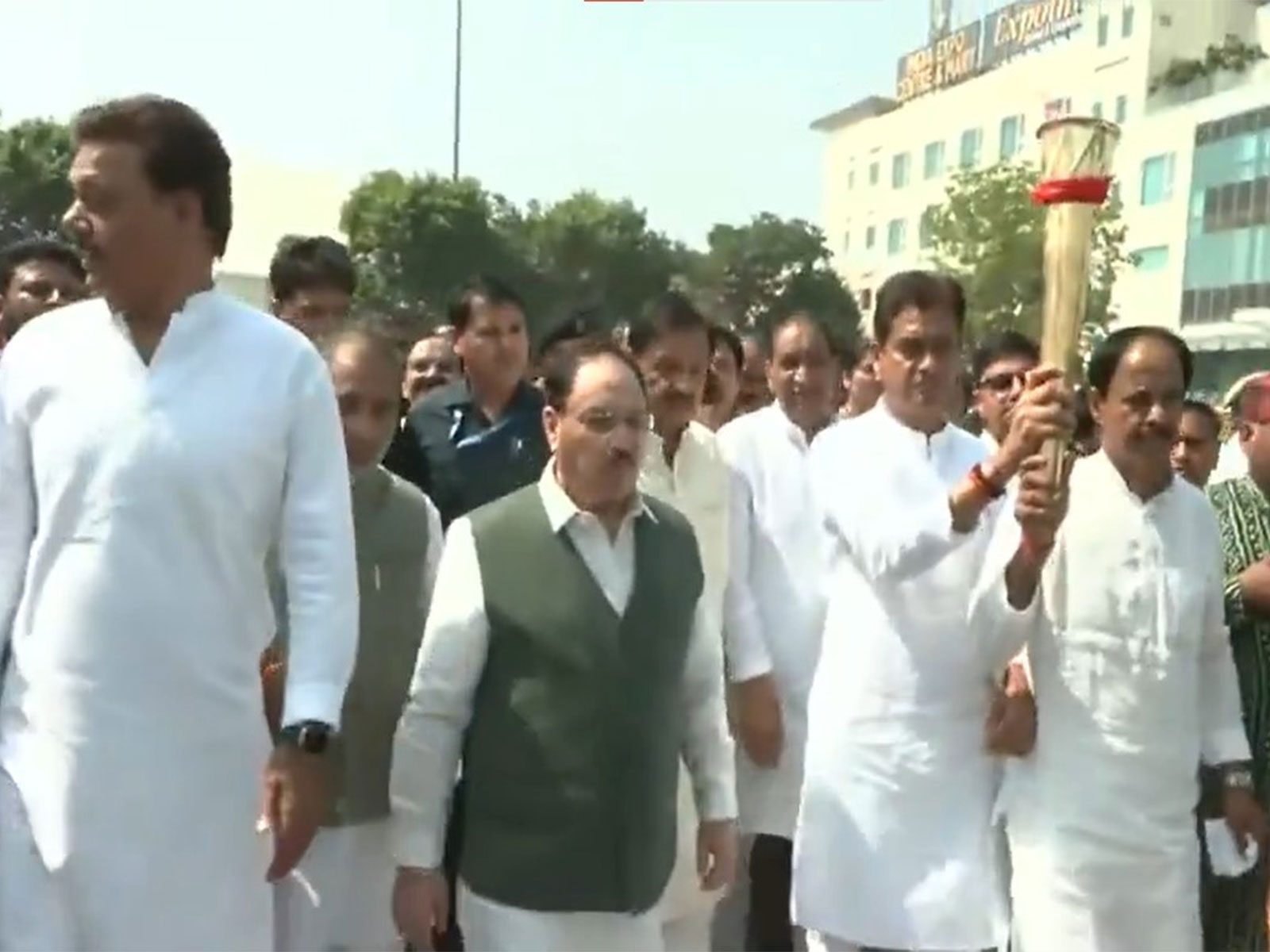 Union Minister JP Nadda participates in torch rally (Photo/ANI)