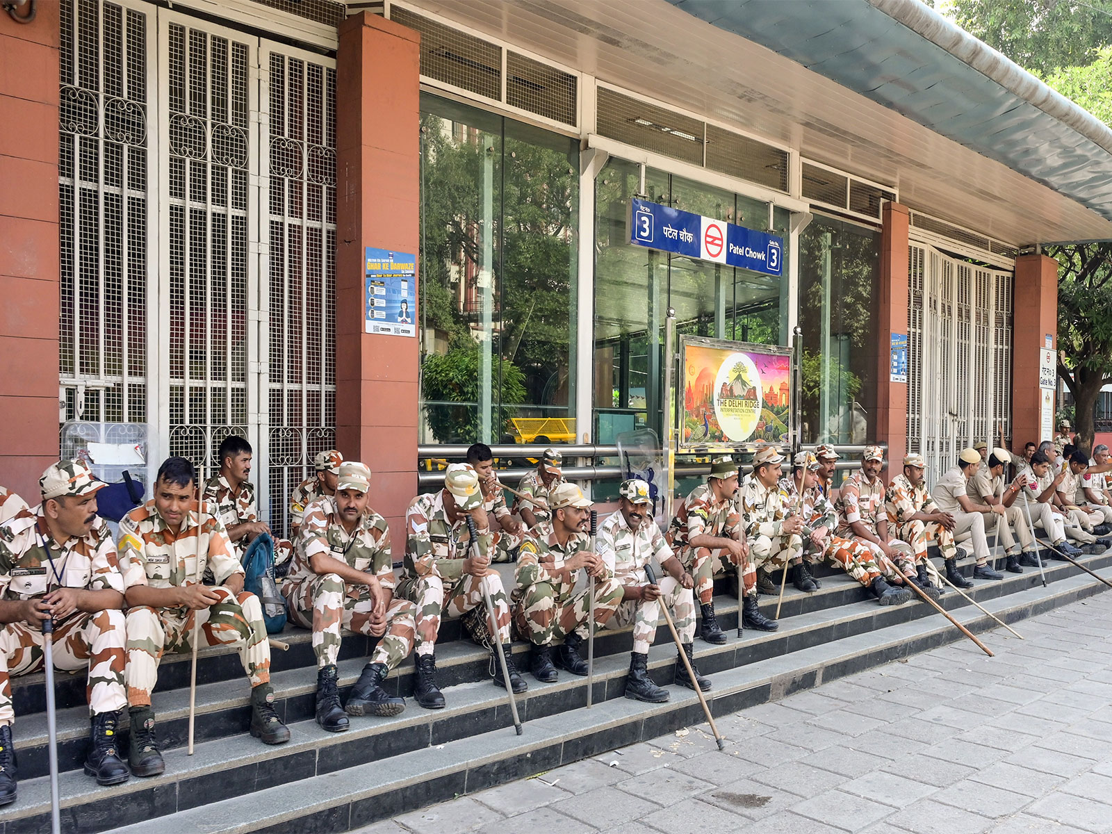 Security personnel deployed near Patel Chowk Metro Station (Photo/ANI)