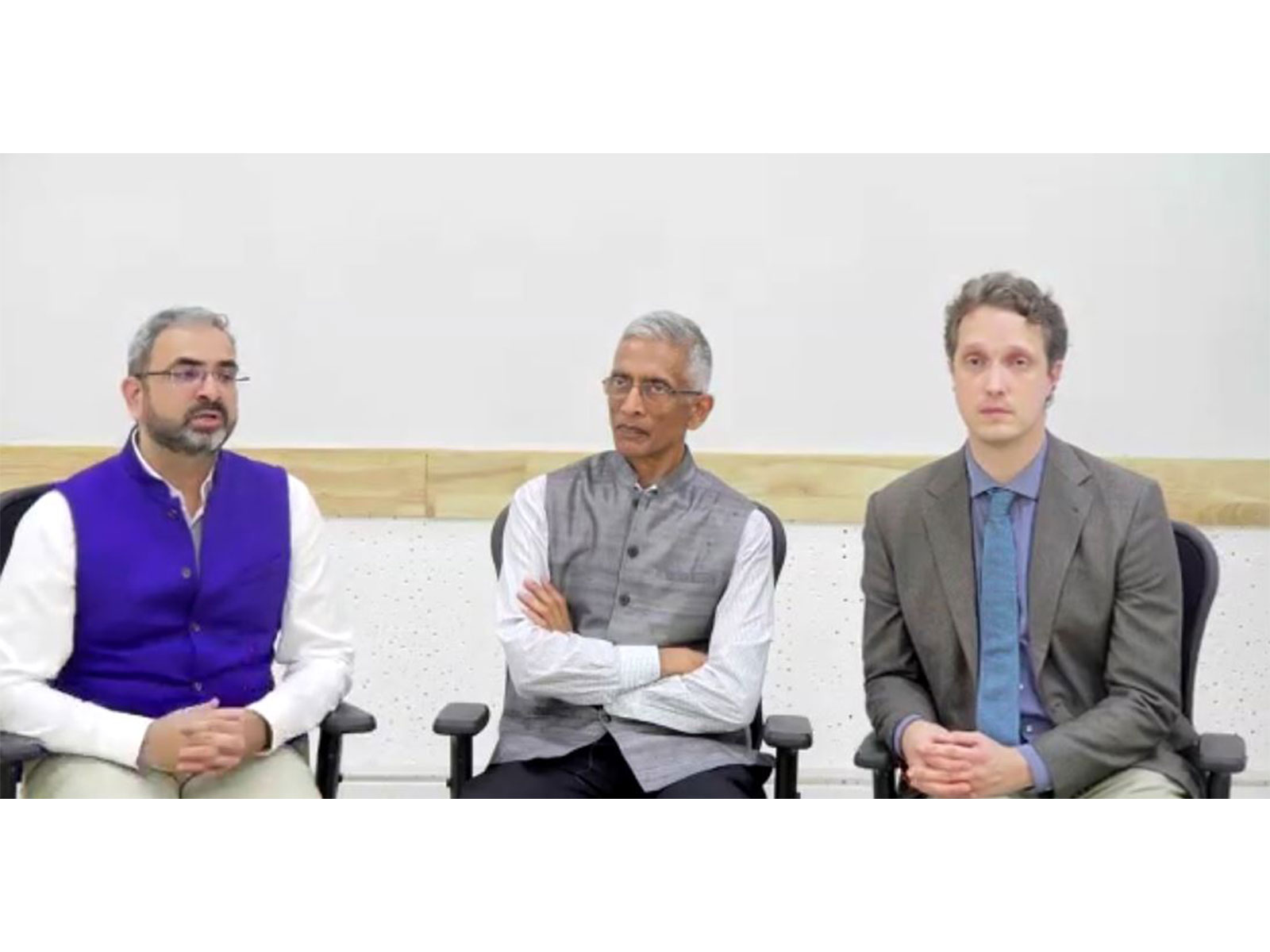 Nitin Bassi, fellow at the Council on Energy, Environment and Water (CEEW); Parameswaran Iyer, former secretary of the Department of Drinking Water and Sanitation; Daniel W Smith, assistant professor at George Mason University (Photo/ANI)