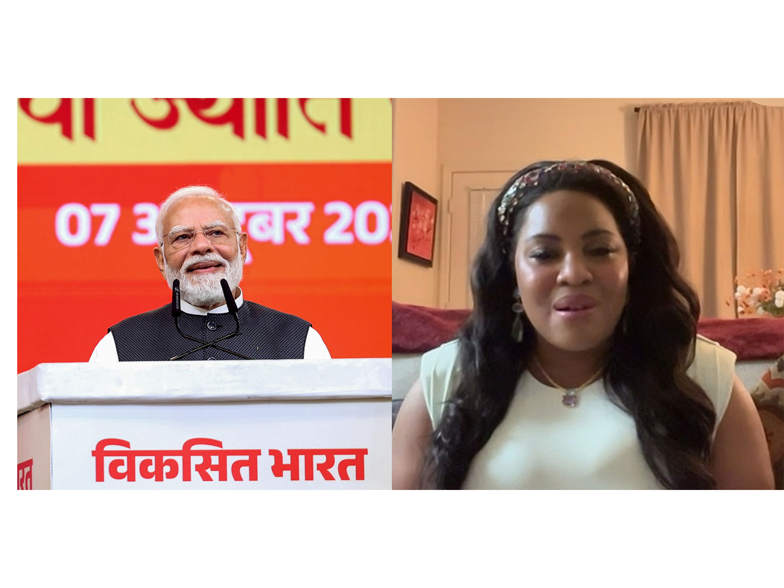 PM Modi and Mary Millben (Photo/ANI)
