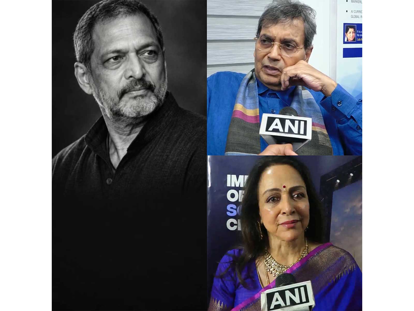 Actor Nana Patekar (Photo/Instagram@RohitShetty), Subhash Ghai and Hema Malini (Photo/ANI)