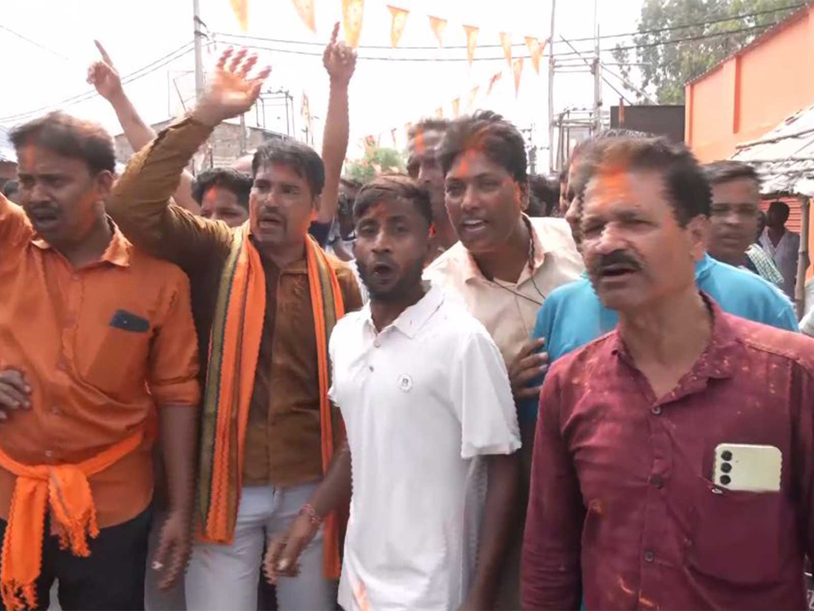 BJP celebrates as Hasi Rani Rath leads in Nandigram Assembly constituency (Photo/ANI)