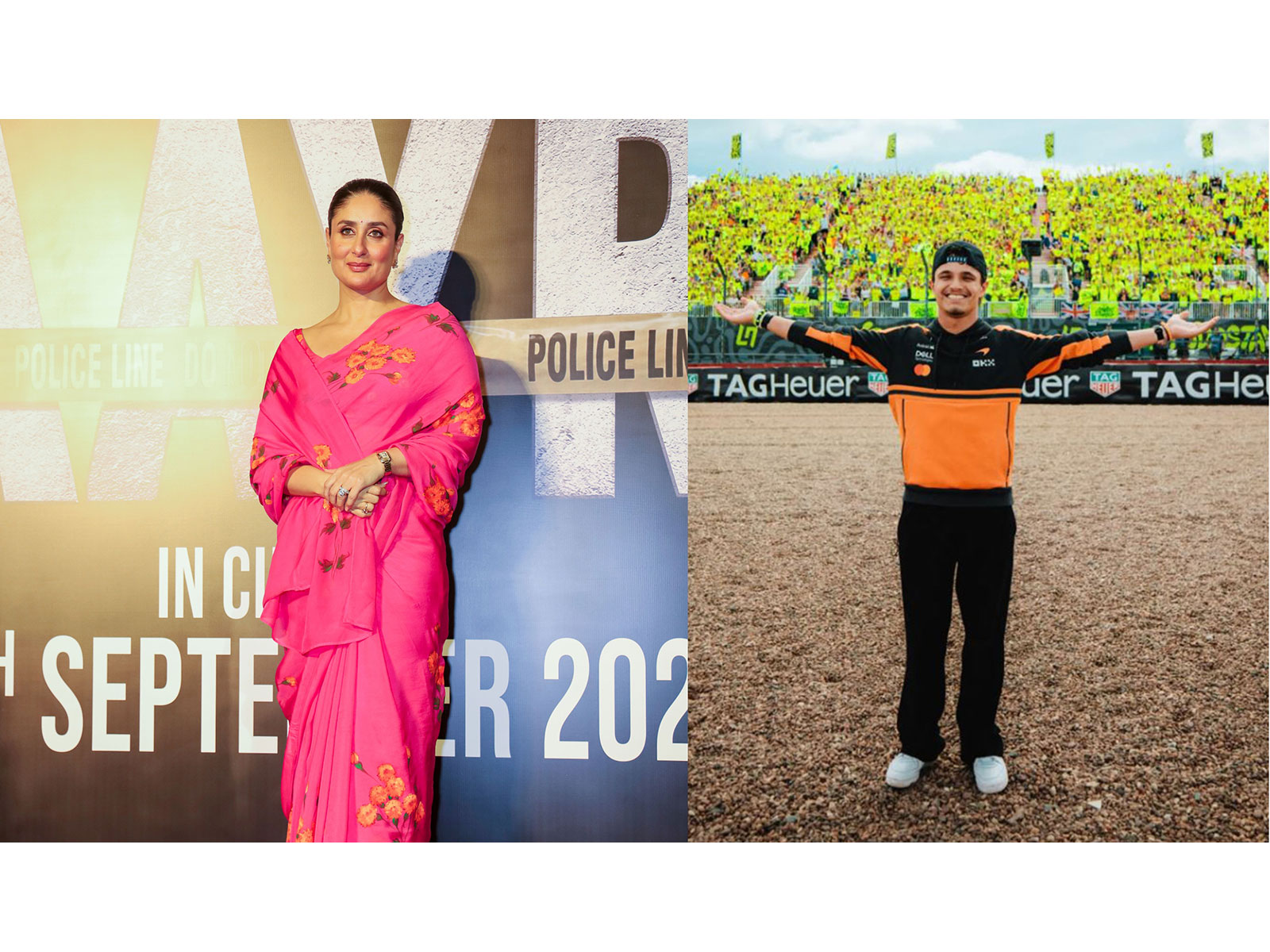 Kareena Kapoor Khan (Photo/ANI) and Lando Norris (Photo/Instagram@LandoNorris)