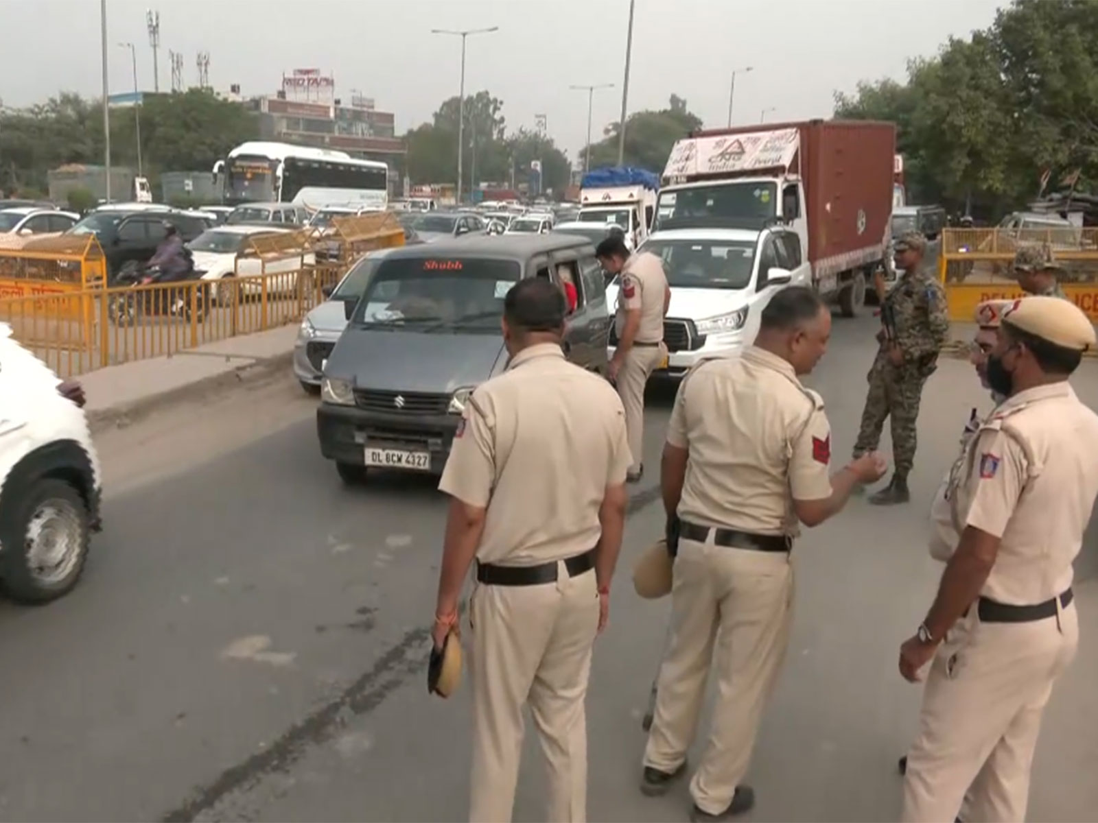 Security visual from Singhu Border (Delhi-Haryana border) (Photo/ANI)