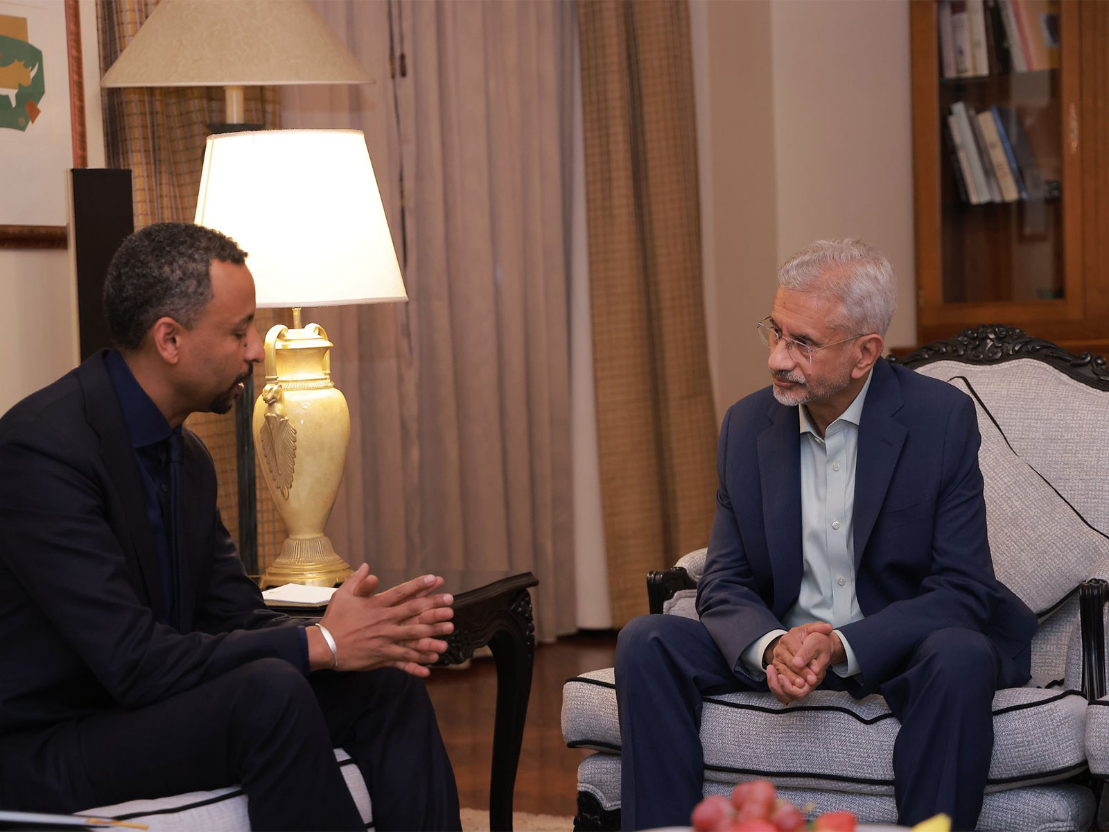 EAM S Jaishankar meets Ethiopian Investments Holdings CEO Brook Taye in Addis Ababa (Photo/@DrSJaishankar)