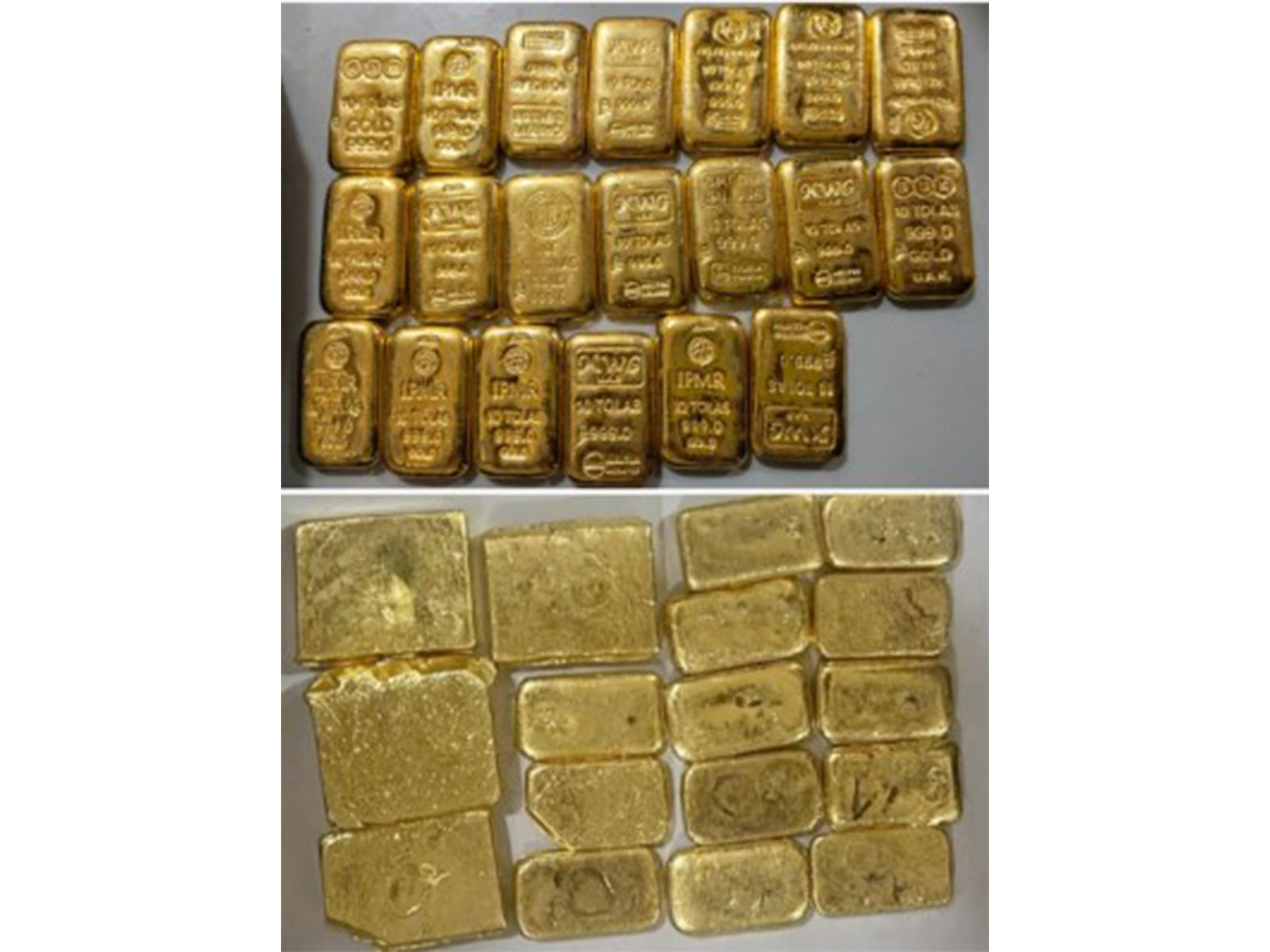 Foreign-origin gold seized by DRI (Photo/DRI) Foreign-origin gold seized by DRI (Photo/DRI)