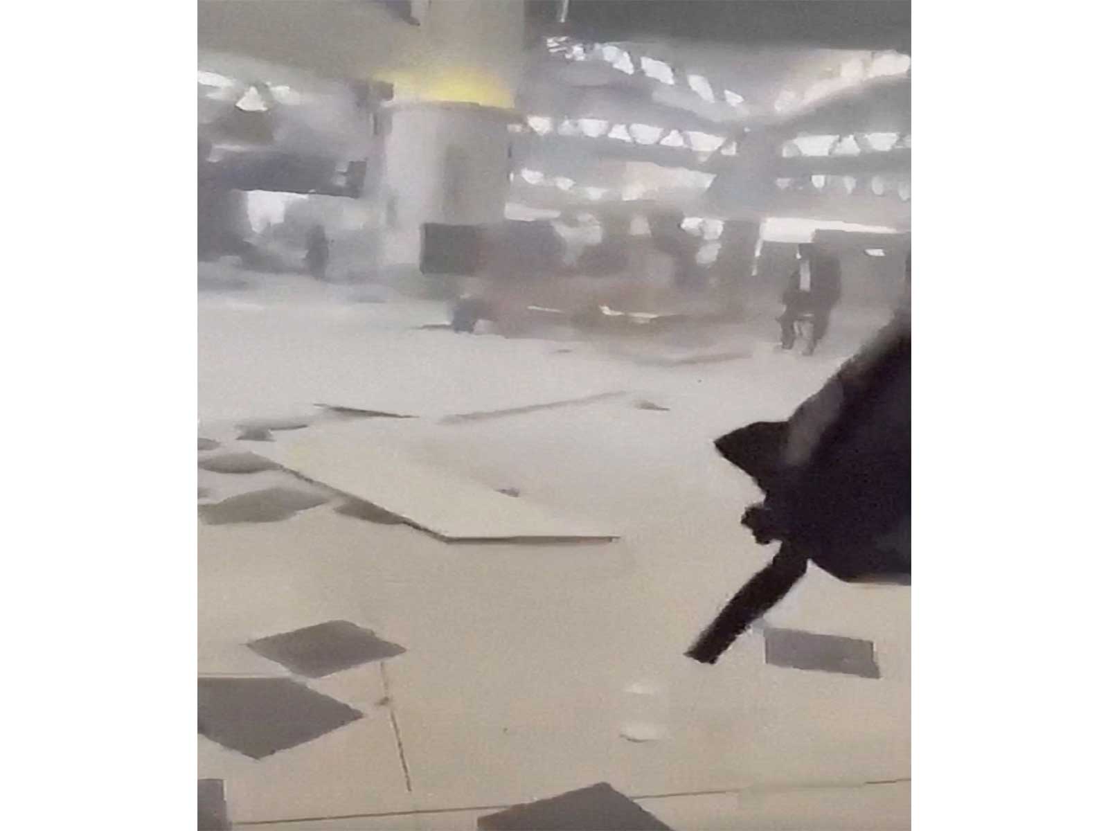 Debris inside the King Khalid Airport after Yemens Houthis said they attacked the airport in Riyadh (File Photo/Reuters)