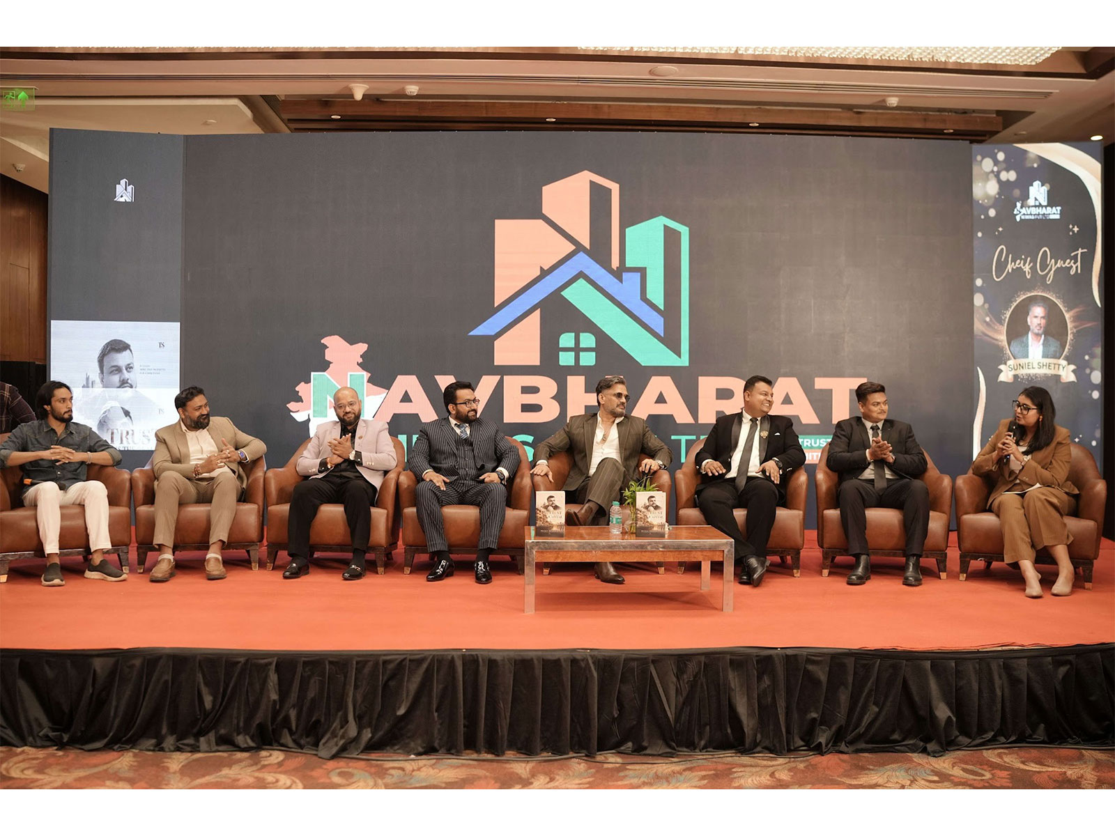 Shri Suniel V. Shetty attends the launch of Trust Is the Real Capital by Navbharat Niwas in Noida, alongside Founder & Director Prince Dhariwal.
