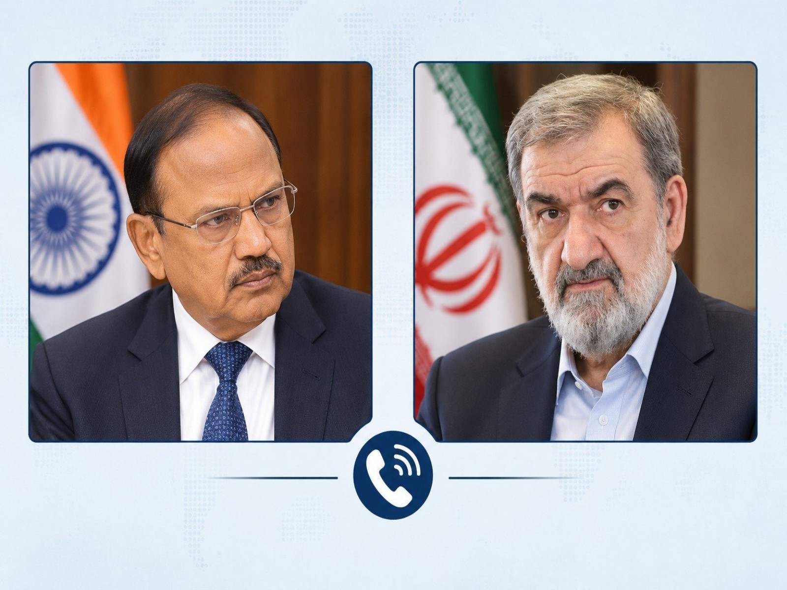 Iran's Security Council chief Mohsen Rezaei dials National Security Adviser Ajit Doval (Photo/X/@Iran_in_India)