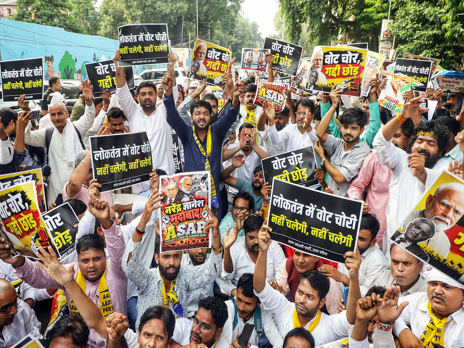 AAP protest against CEC Gyanesh Kumar (Photo/ANI)