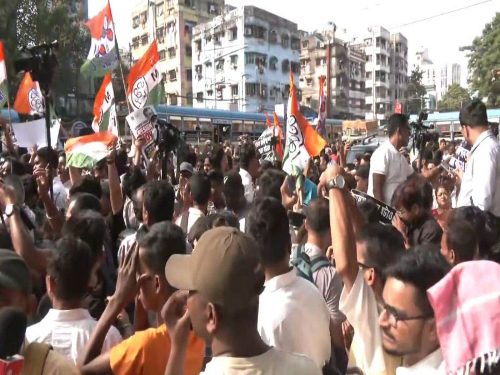 Trinamool Congress (TMC) protest in Kolkata (Photo/ANI)