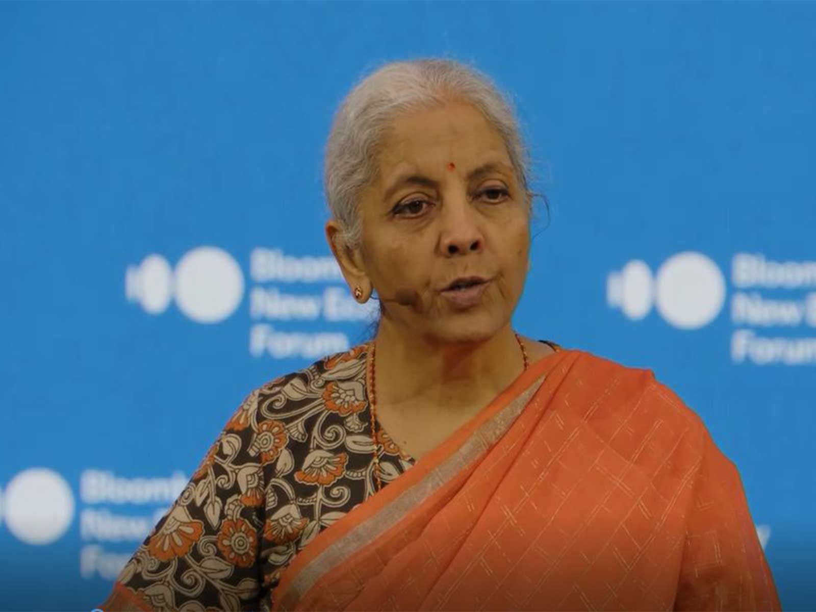 Finance Minister Nirmala Sithraman (Photo/@BloombergEconomicForum)