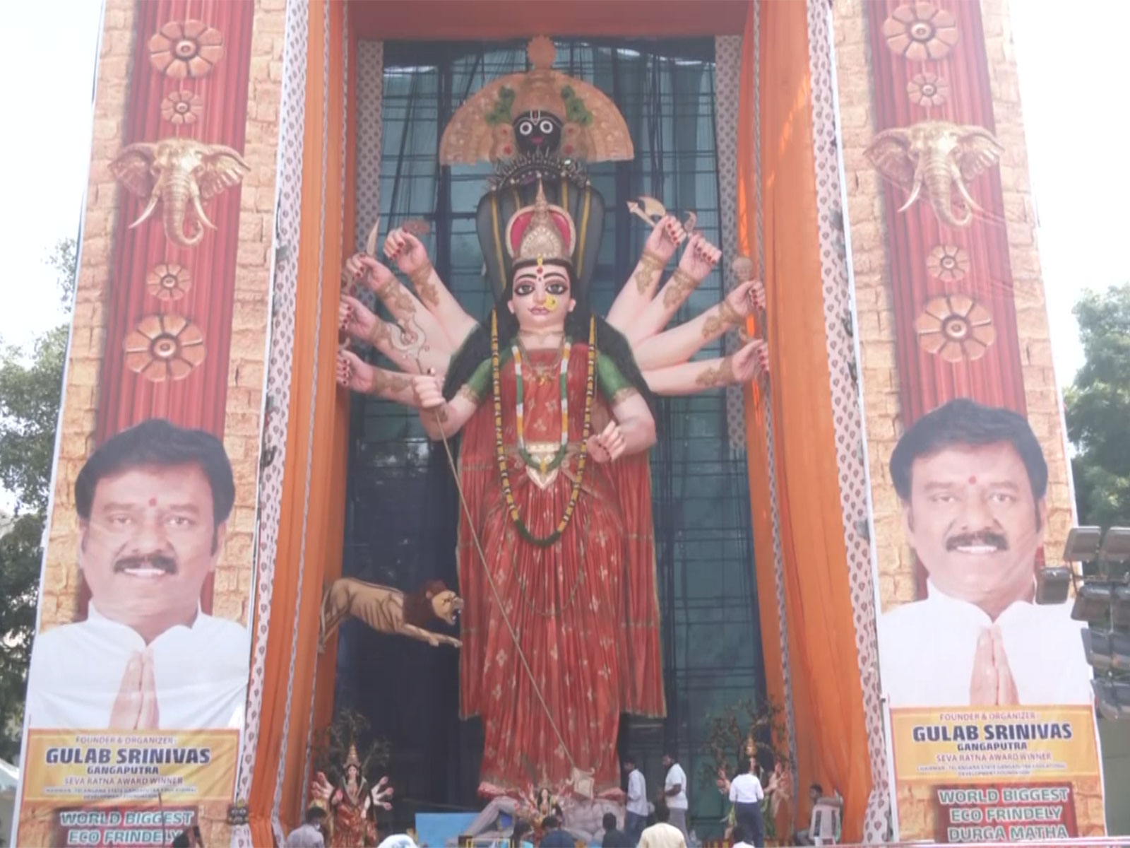  81-foot-tall Durga idol in Hyderabad (Photo/ANI)