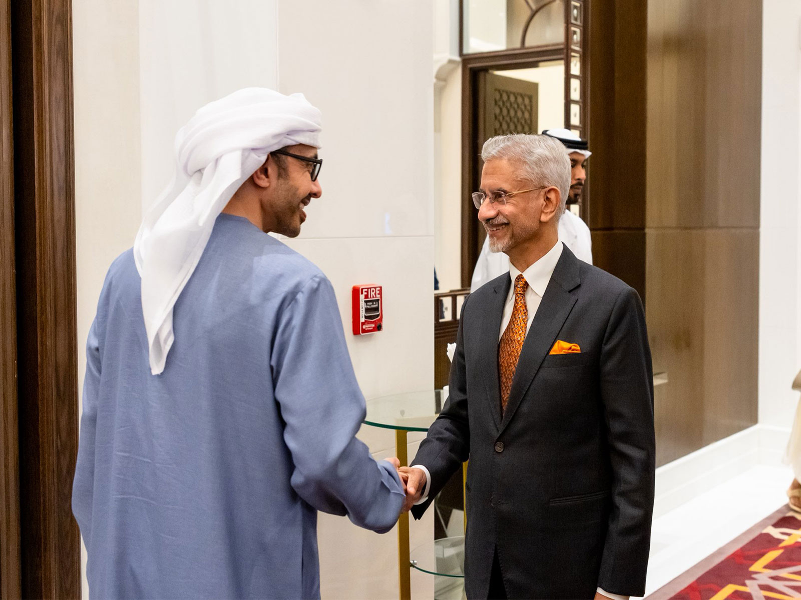 External Affairs Minister S Jaishankar with UAE Deputy Prime Minister and Foreign Minister Abdullah Bin Zayed Al-Nahyan (Photo/X/@DrSJaishankar)
