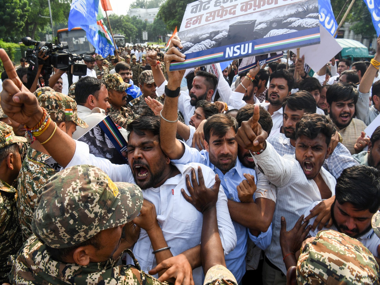 NSUI protest against CEC Gyanesh Kumar at Connaught Place (File Photo/ANI)