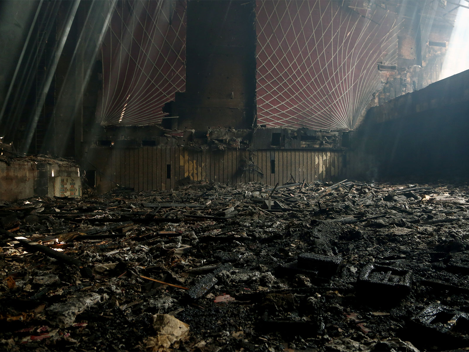 Charred remains pictured after a fire broke out in Uphaar Cinema Hall near the Green Park metro station on 13 June 1997 (File Photo/ANI)