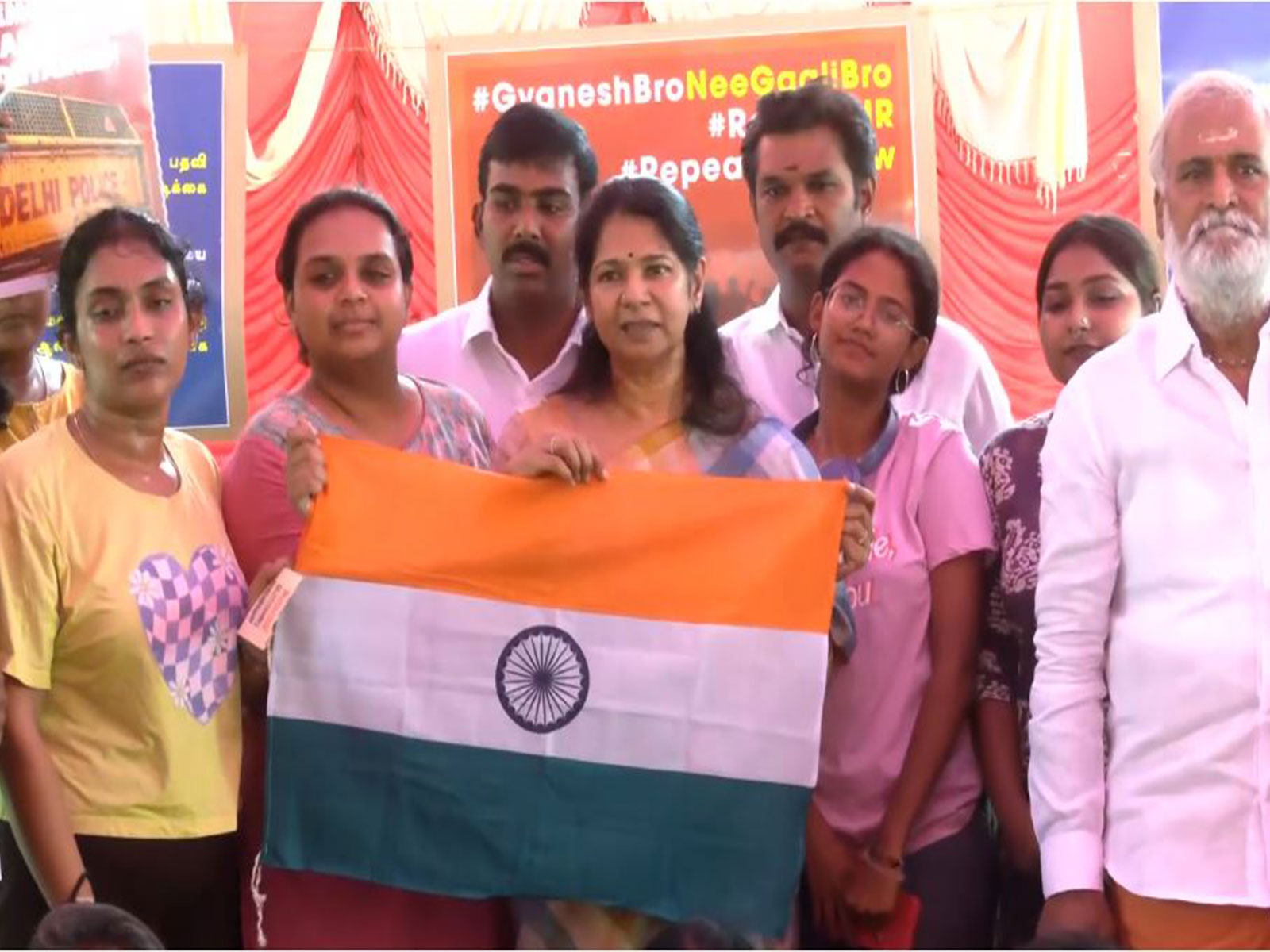 Chennai: DMK MP Kanimozhi Karunanidhi and others protest against SIR, demanding CEC Gyanesh Kumar’s resignation (Photo/ANI)