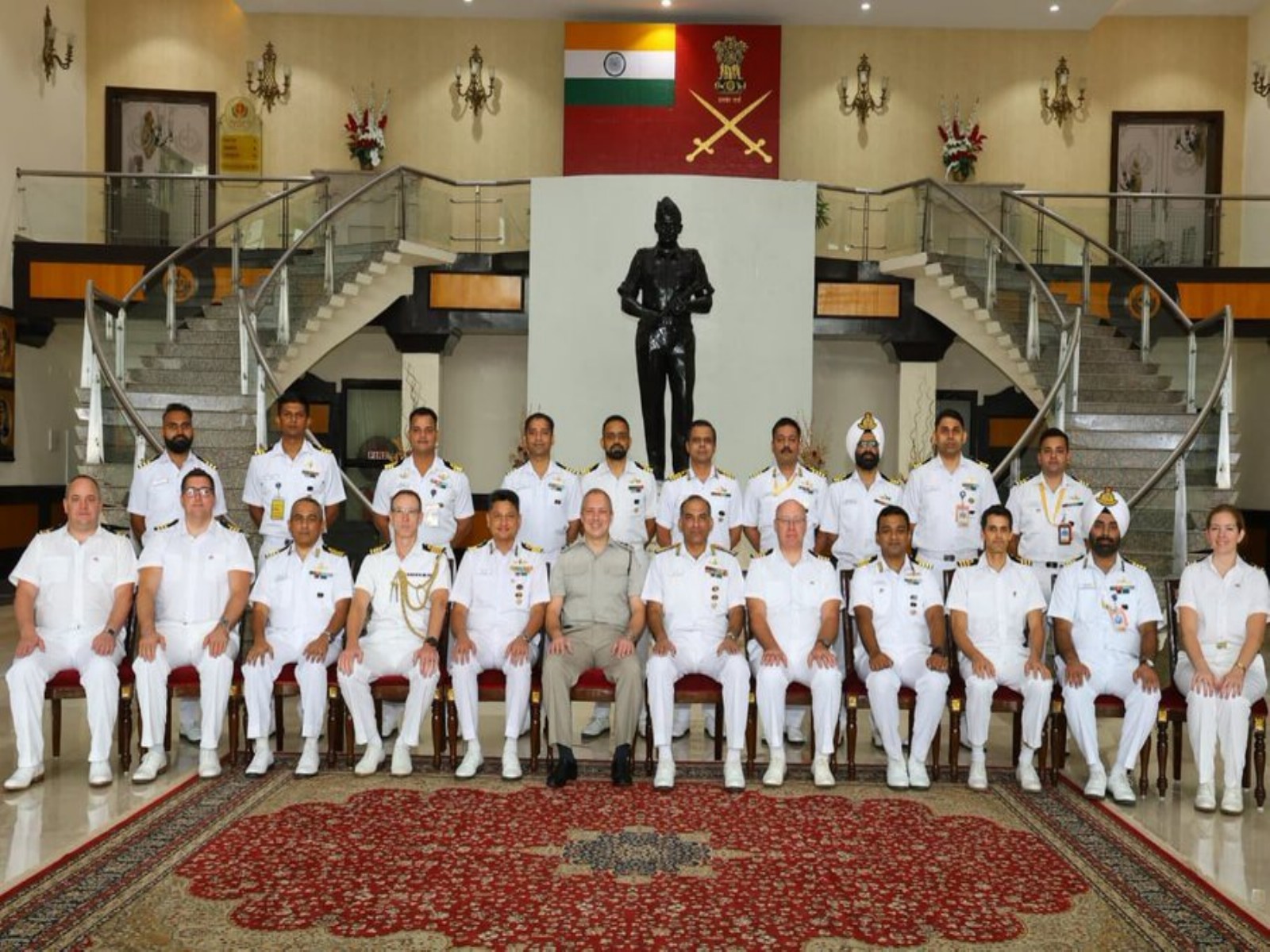 Indian and UK Navy officials pose for a group photograph during the 17th Executive Steering Group meeting in New Delhi (Photo: X/@indiannavy) Indian and UK Navy officials pose for a group photograph during the 17th Executive Steering Group meeting in New Delhi (Photo: X/@indiannavy)