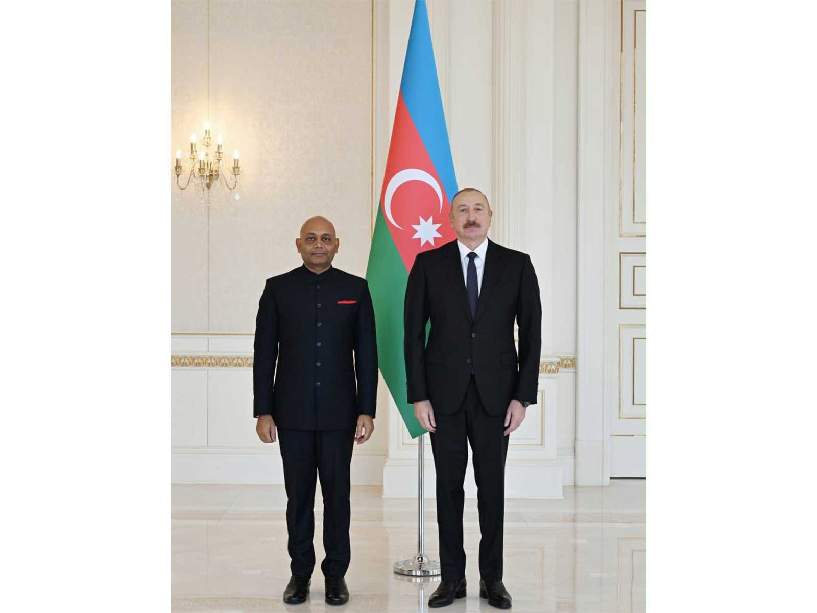 Azerbaijan President Ilham Aliyev, Indian Ambassador Abhay Kumar (Photo/ANI) Azerbaijan President Ilham Aliyev, Indian Ambassador Abhay Kumar (Photo/ANI)