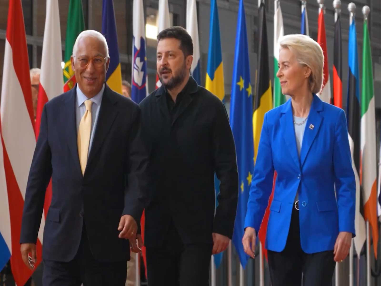 European Council President Antonio Costa, Ukrainian President Volodymyr Zelenskyy and European Commission President Ursula von der Leyen (Photo/X/@ZelenskyyUa) European Council President Antonio Costa, Ukrainian President Volodymyr Zelenskyy and European Commission President Ursula von der Leyen (Photo/X/@ZelenskyyUa)