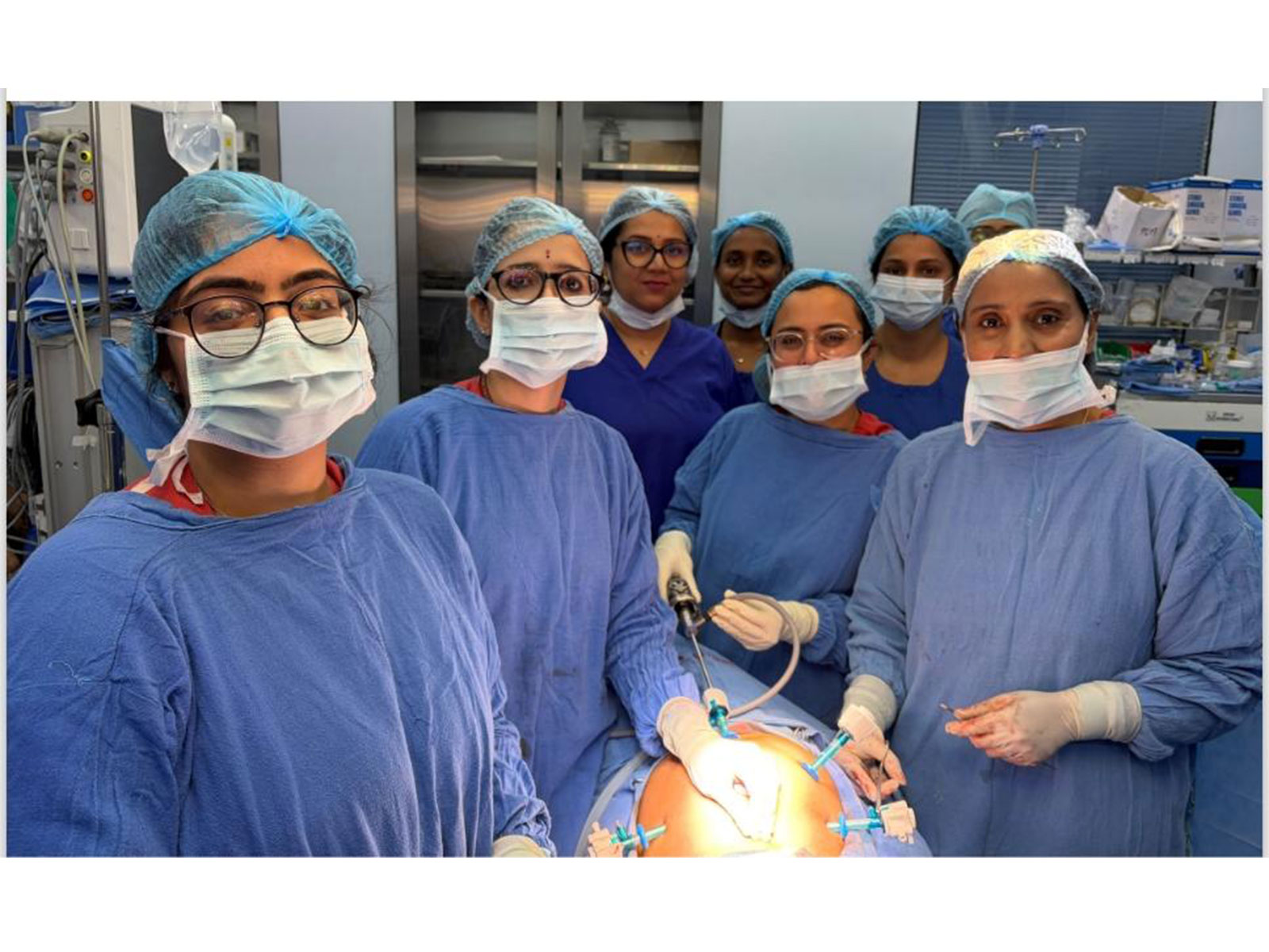 A multidisciplinary team at AIIMS New Delhi successfully performs a keyhole (laparoscopic) hysterectomy (Photo/ANI)