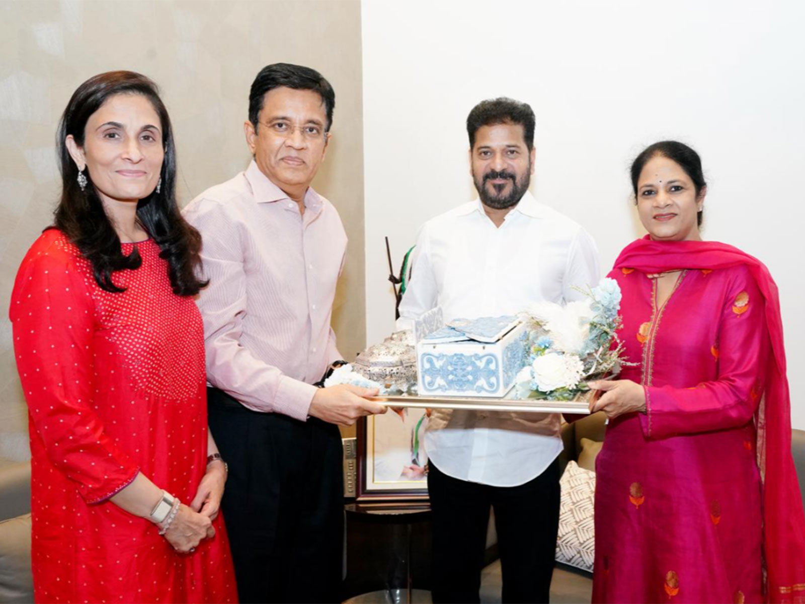 Sun Group Chairman Kalanithi Maran and his wife Kavery Maran, met Chief Minister Revanth Reddy (Photo/ANI)https://x.com/TelanganaCMO/status/2111128226189984033?