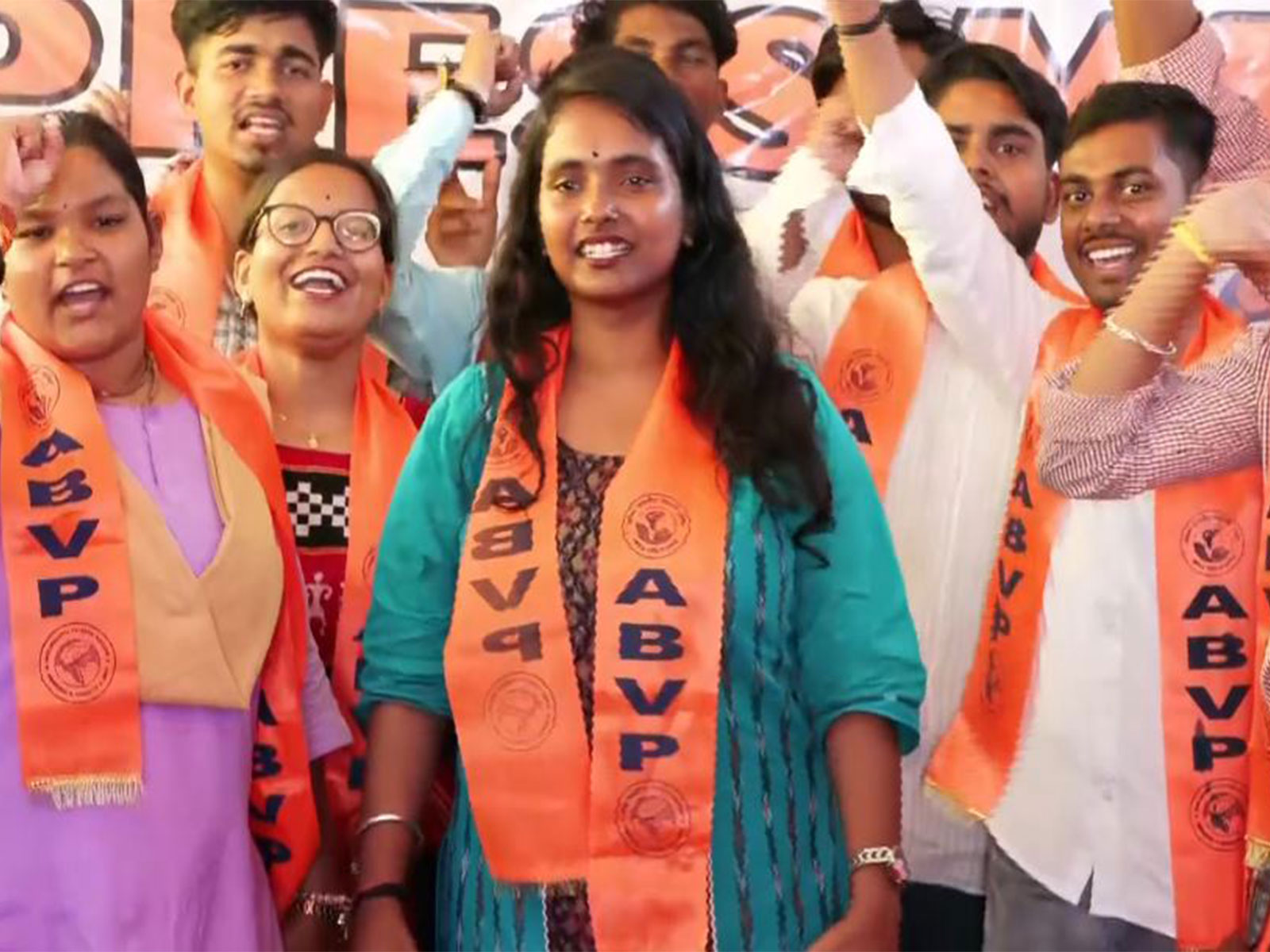 Akhil Bharatiya Vidyarthi Parishad celebrating victory (Photo/ANI)