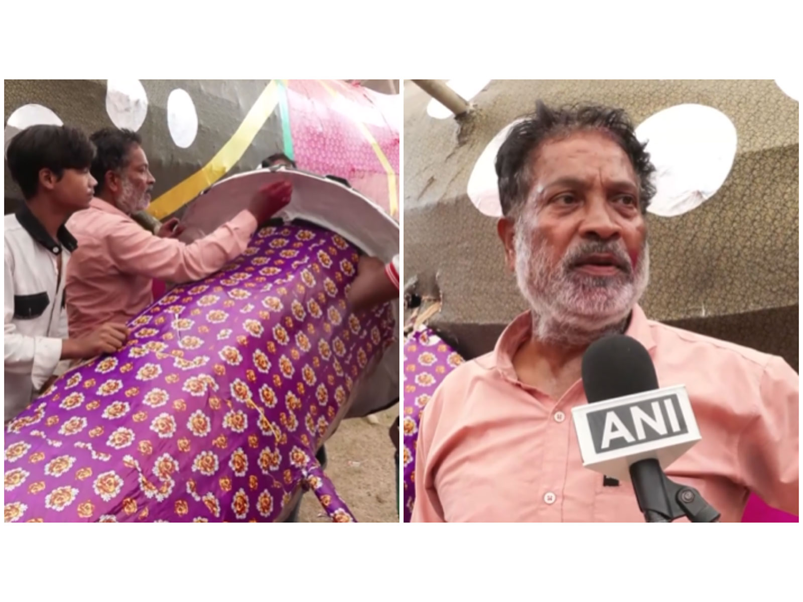 Artisans from Mathura preparing a 105-foot effigy of Ravana (Photos/ANI) Artisans from Mathura preparing a 105-foot effigy of Ravana (Photos/ANI)