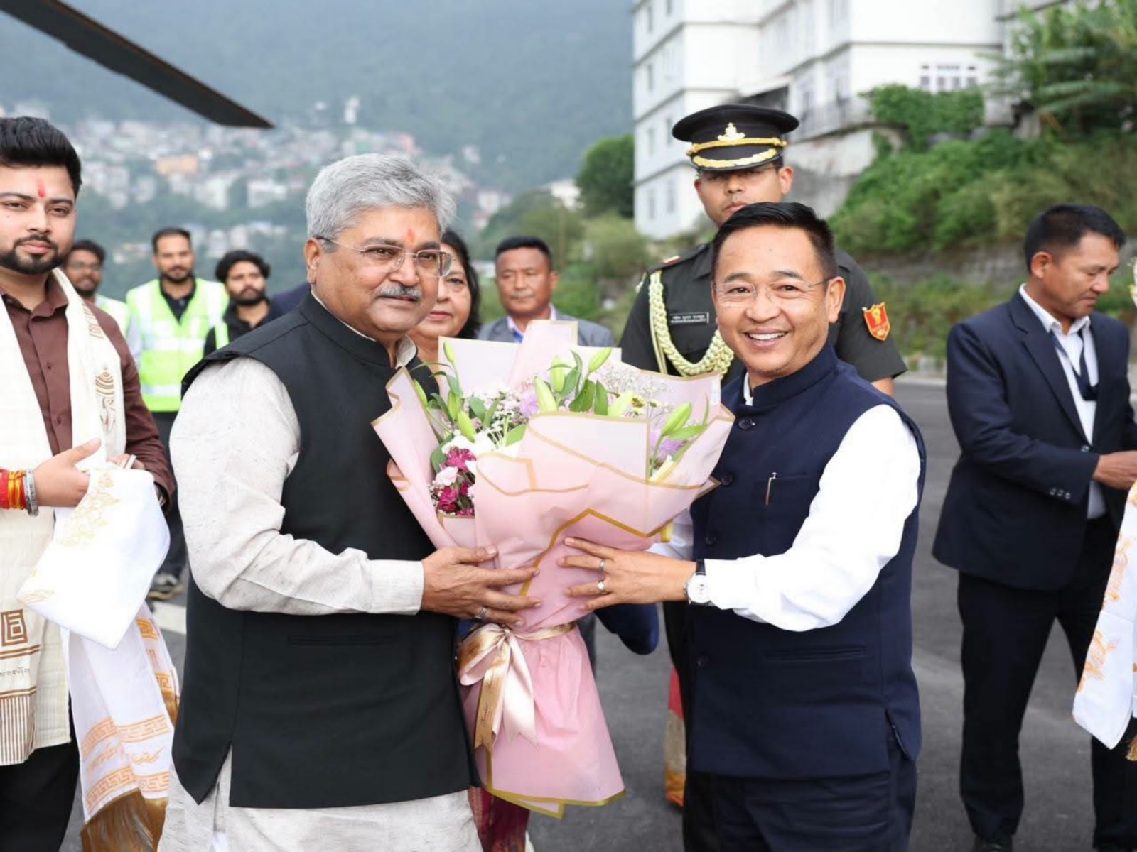 Governor-designate of Sikkim Dushyant Gautam with CM Prem Singh Tamang (Photo/Sikkim Information and Public Relations Department) Governor-designate of Sikkim Dushyant Gautam with CM Prem Singh Tamang (Photo/Sikkim Information and Public Relations Department)