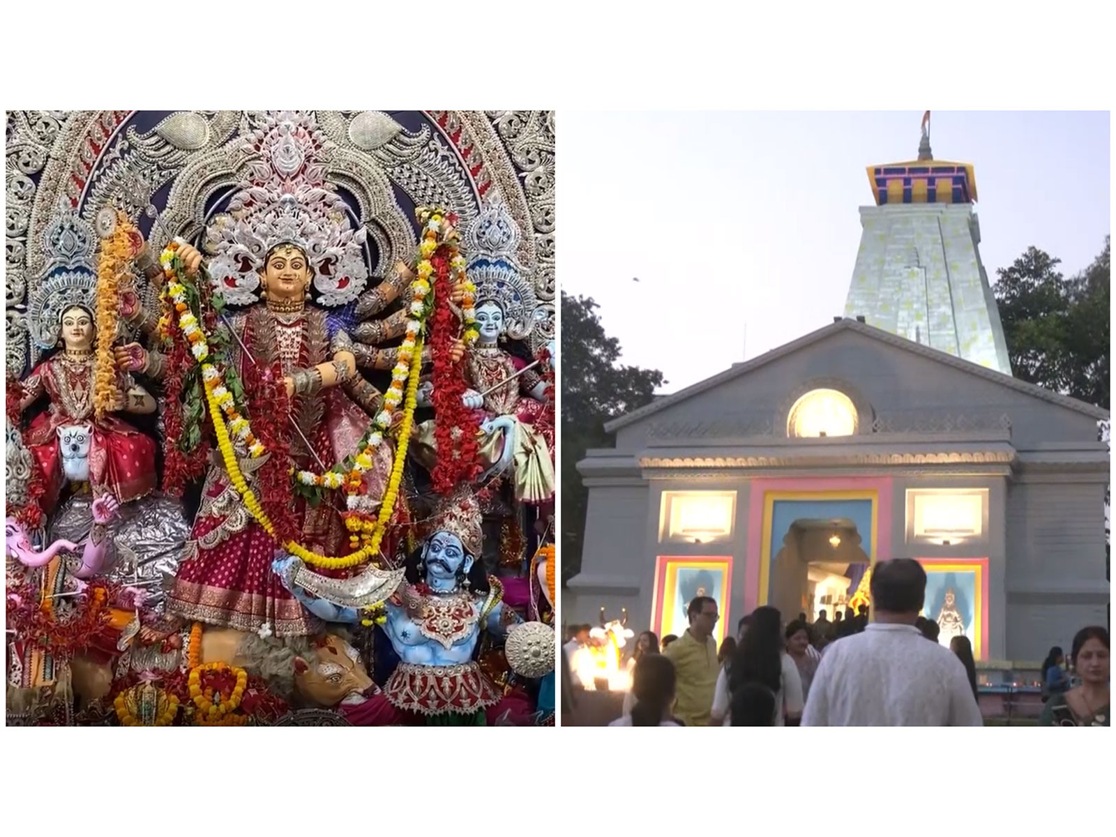 Devotees gather at temples and Durga Puja pandals across the country (Photos/ANI) Devotees gather at temples and Durga Puja pandals across the country (Photos/ANI)