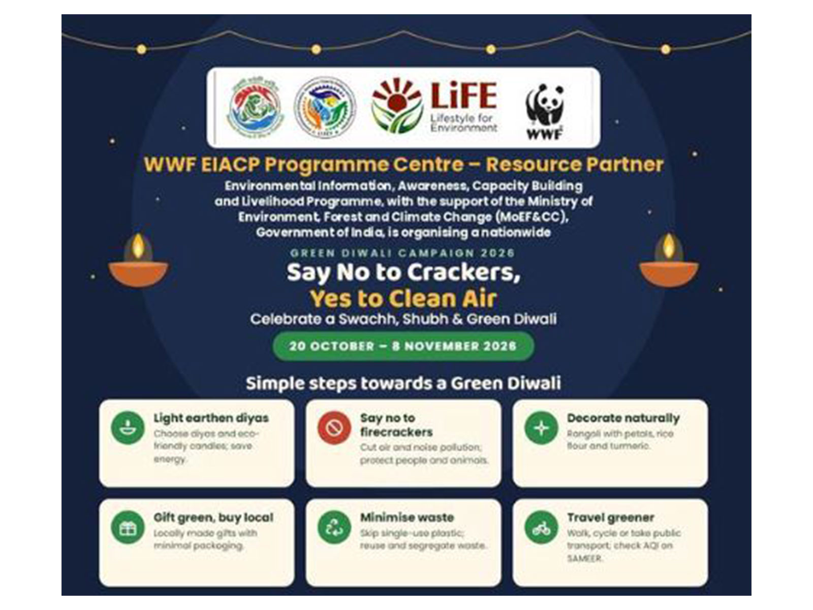 WWF-India EIACP launches nationwide Green Diwali campaign from Oct 20 to Nov 8 (Photo: PIB/MoEFCC)