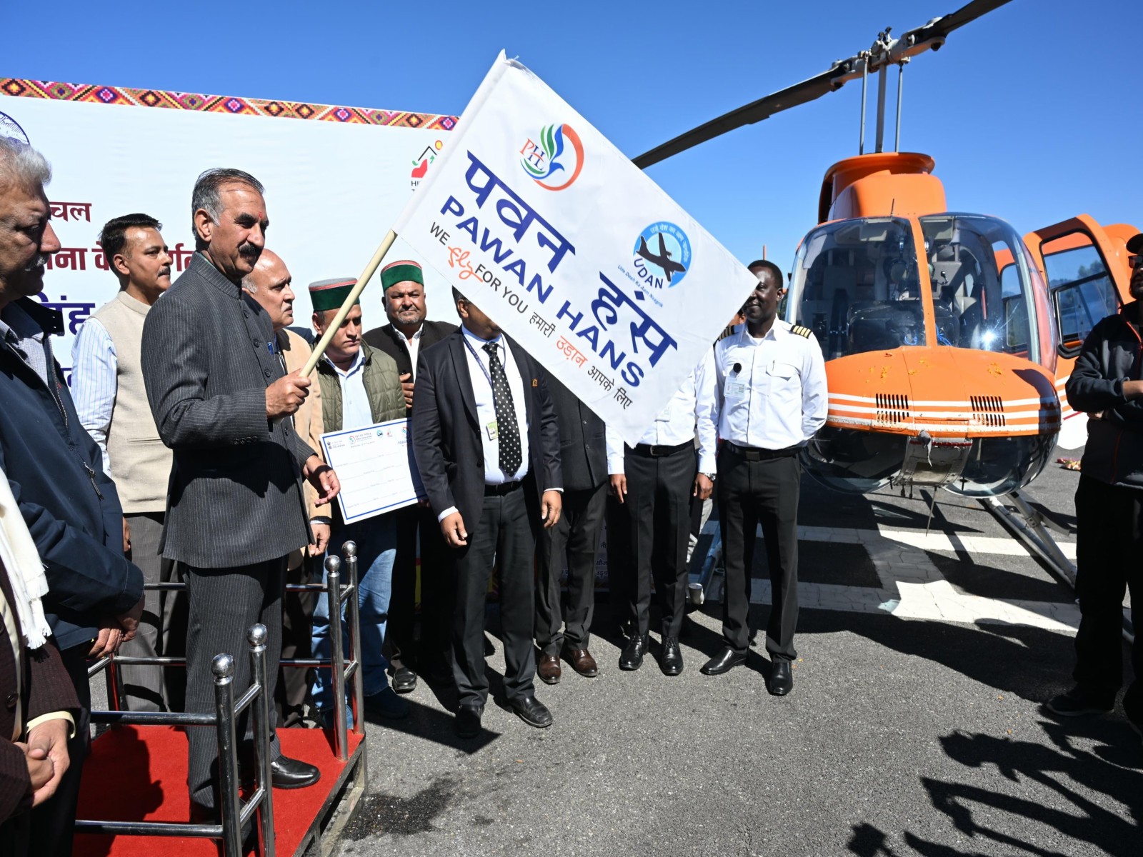 Himachal CM Sukhvinder Singh Sukhu inaugurates Helicopter services linking Shimla, Rampur and Kinnaur (Photo/X/@SukhuSukhvinder)