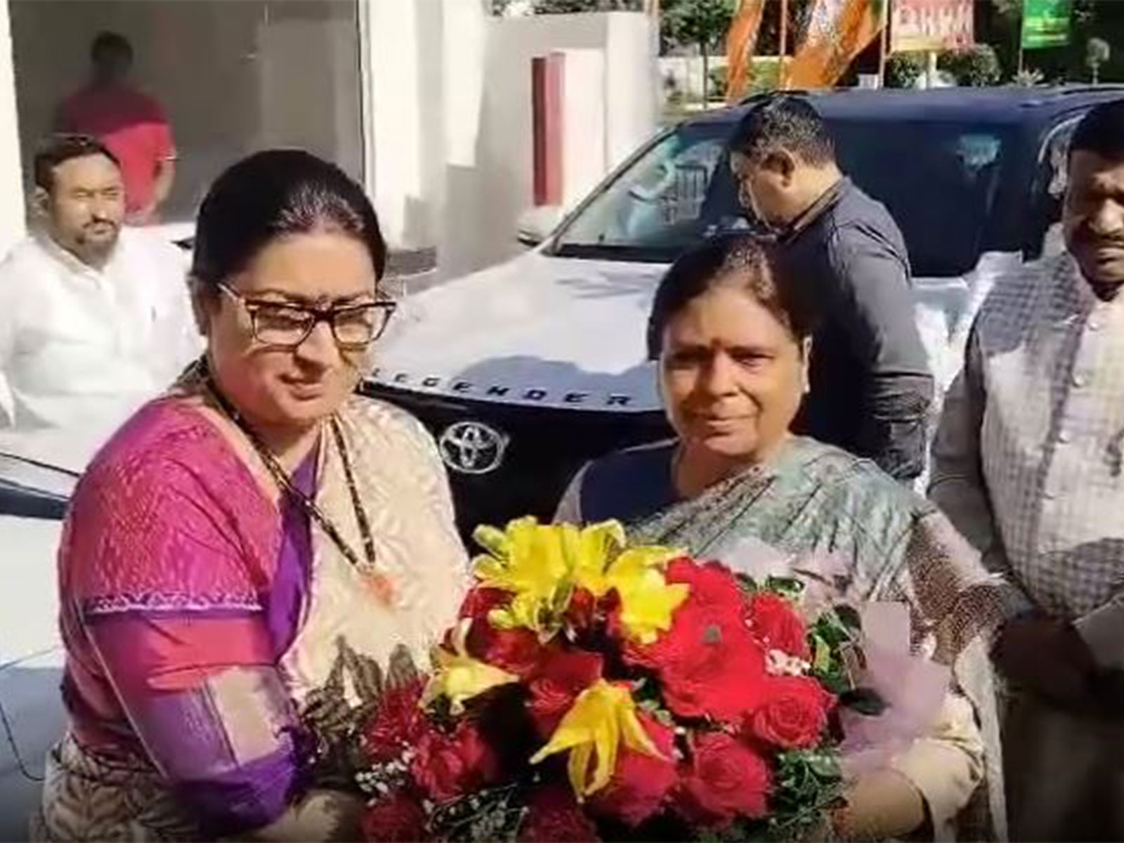 BJP Haryana in-charge Smriti Irani with BJP state president Dr Archana Gupta (Photo: Haryana BJP)