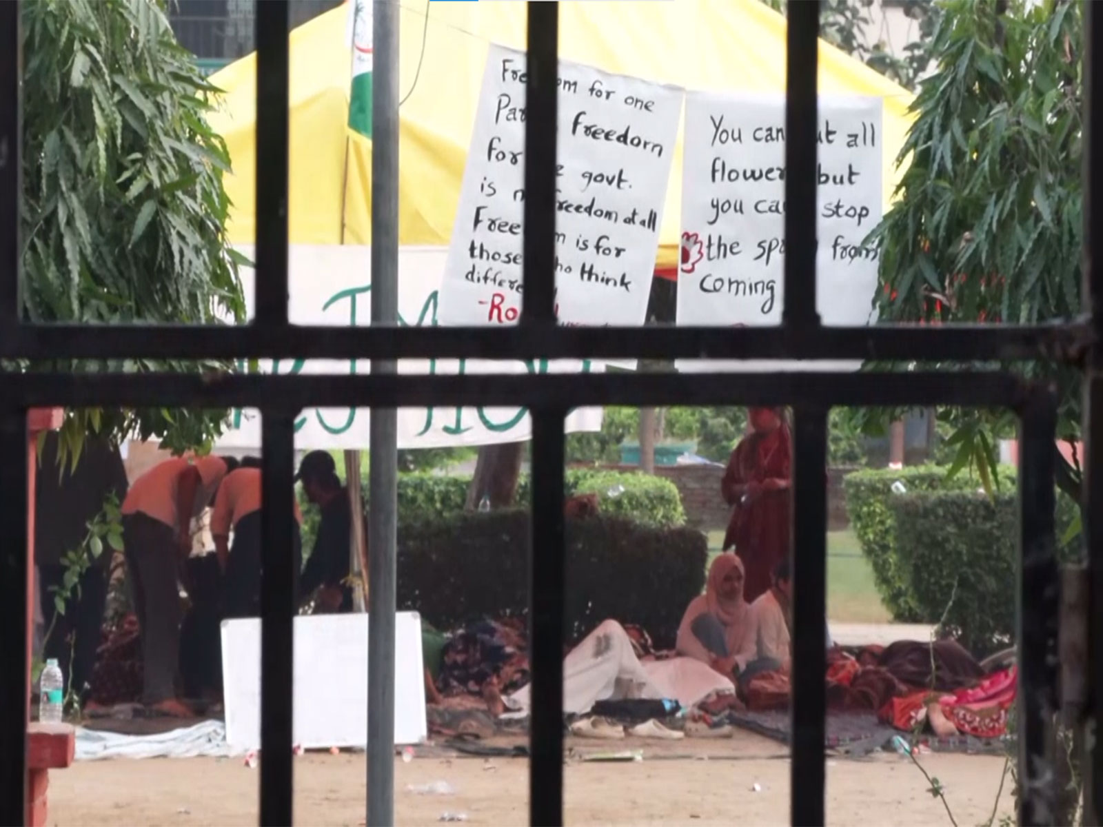 Students on hunger strike to demand restoration of Jamia Millia Islamia Students' Union (JMISU) (Photo/ANI)