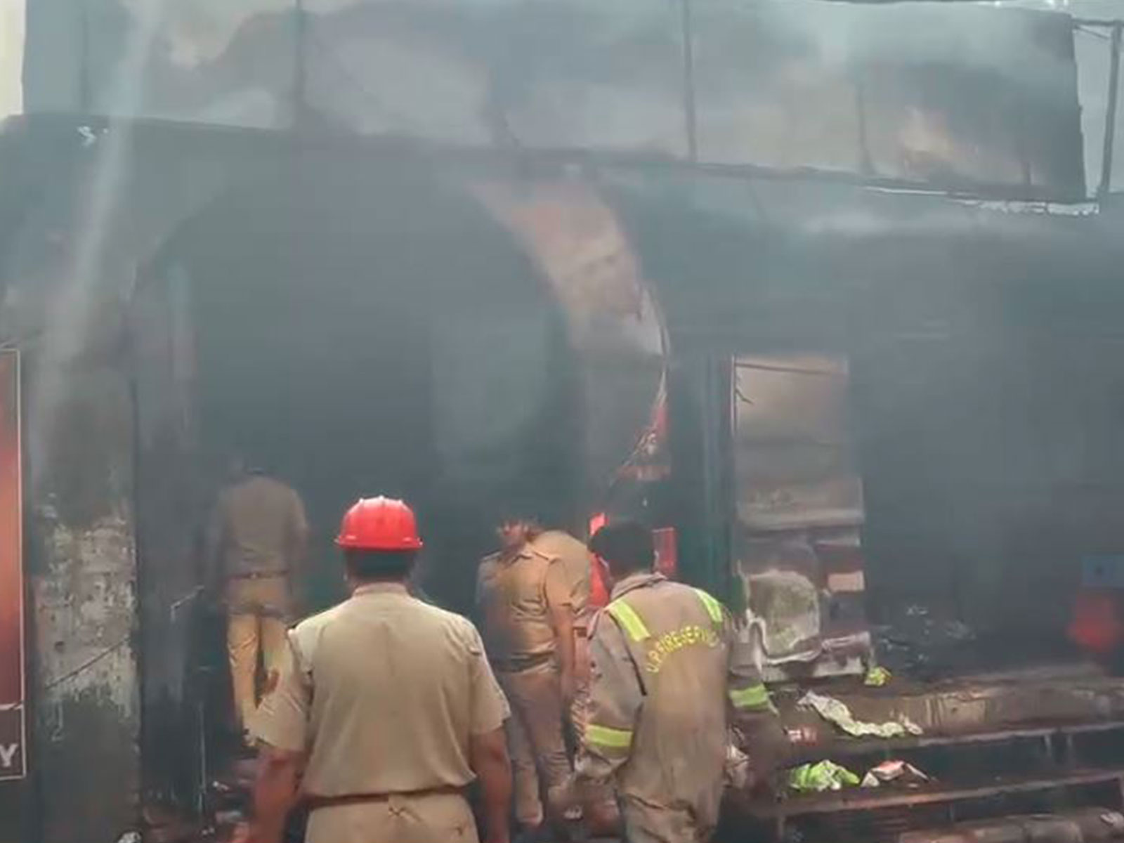 Visuals of the fire-damaged shops in Noida's Sector 126 (Photo/ANI)