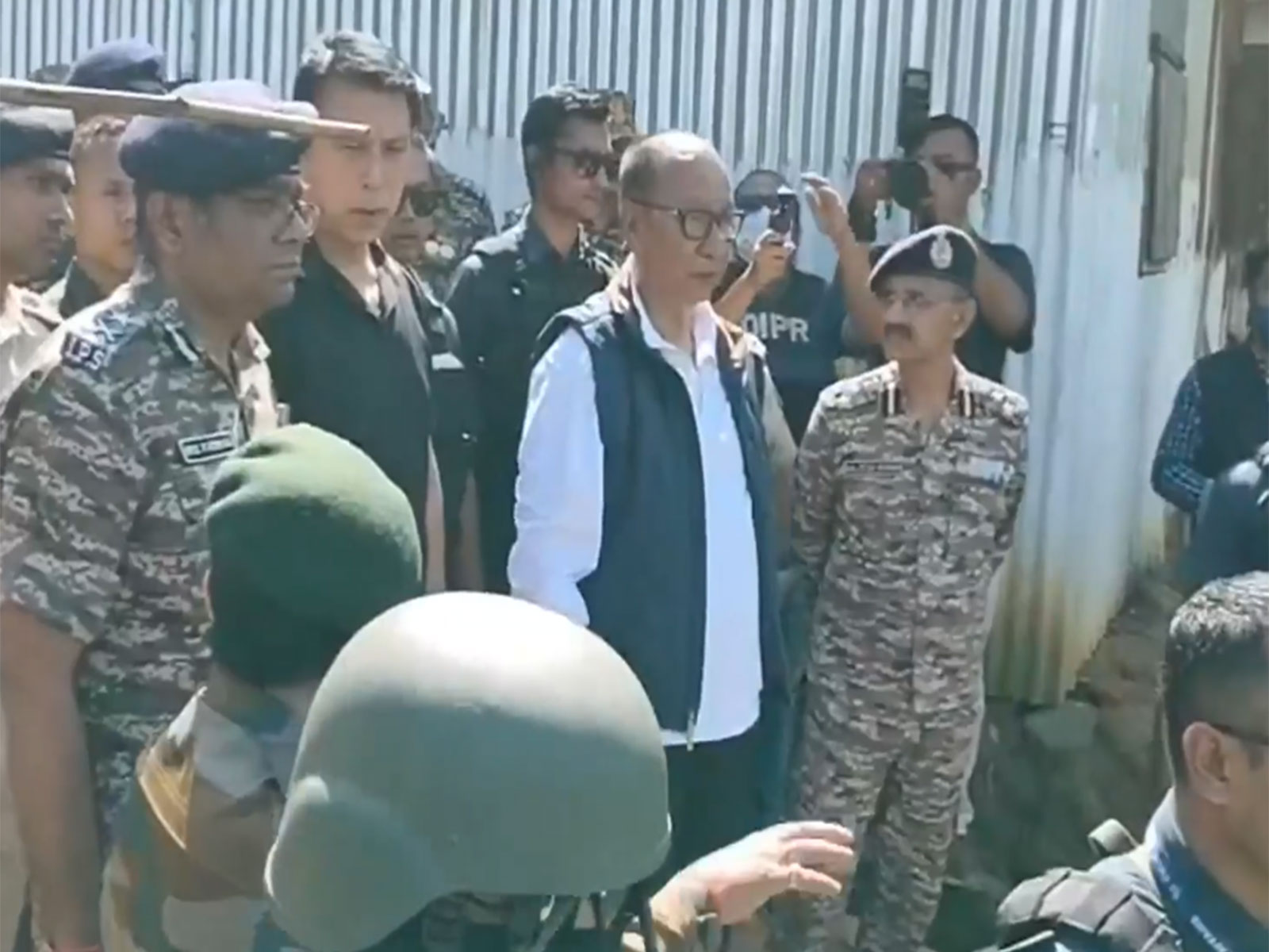 Manipur CM Yumnam Khemchand Singh visits seized Kuki camp (Photo/ANI)
