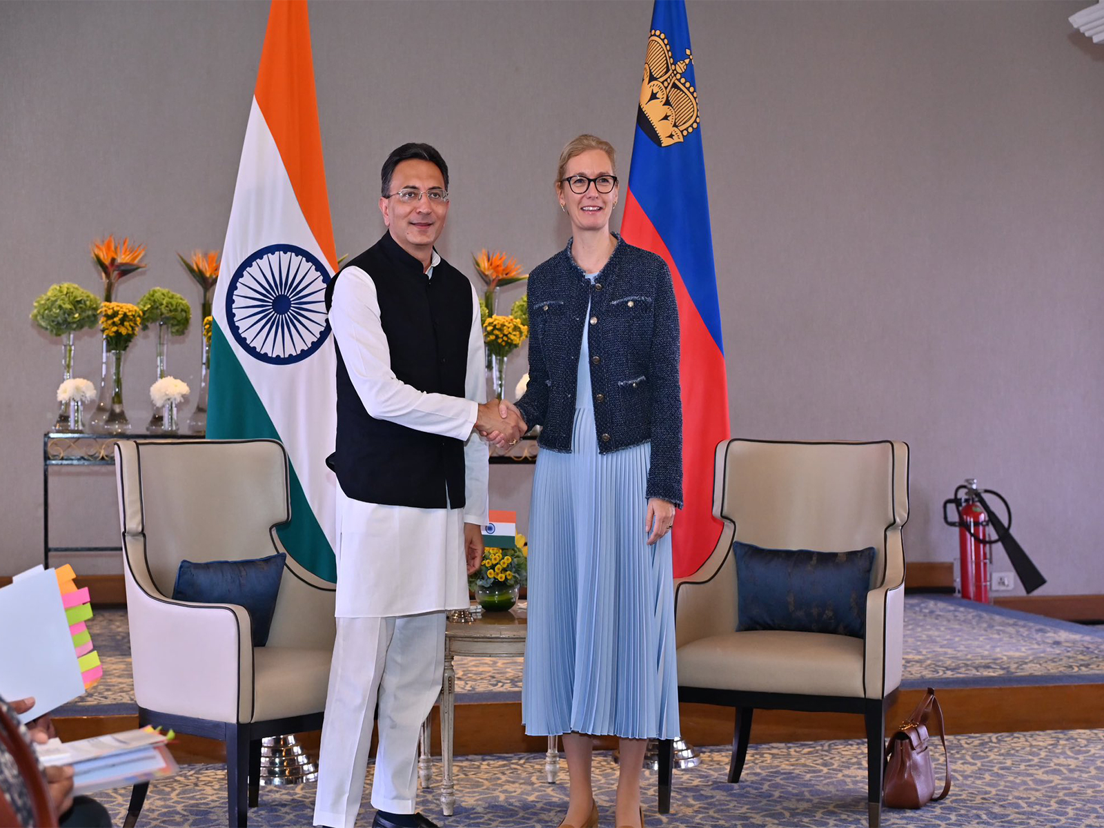 Union Minister of State for Commerce and Industry Jitin Prasada with Liechtenstein Deputy Prime Minister Sabine Monauni (Photo/X/@JitinPrasada)